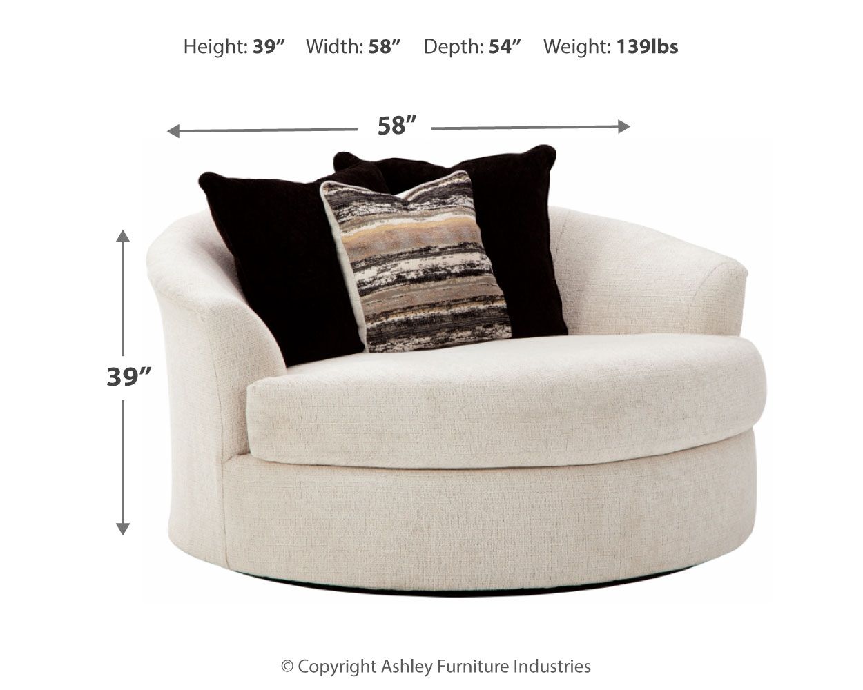 Cambri - Snow - Oversized Round Swivel Chair - Urban Living Furniture (Los Angeles, CA)