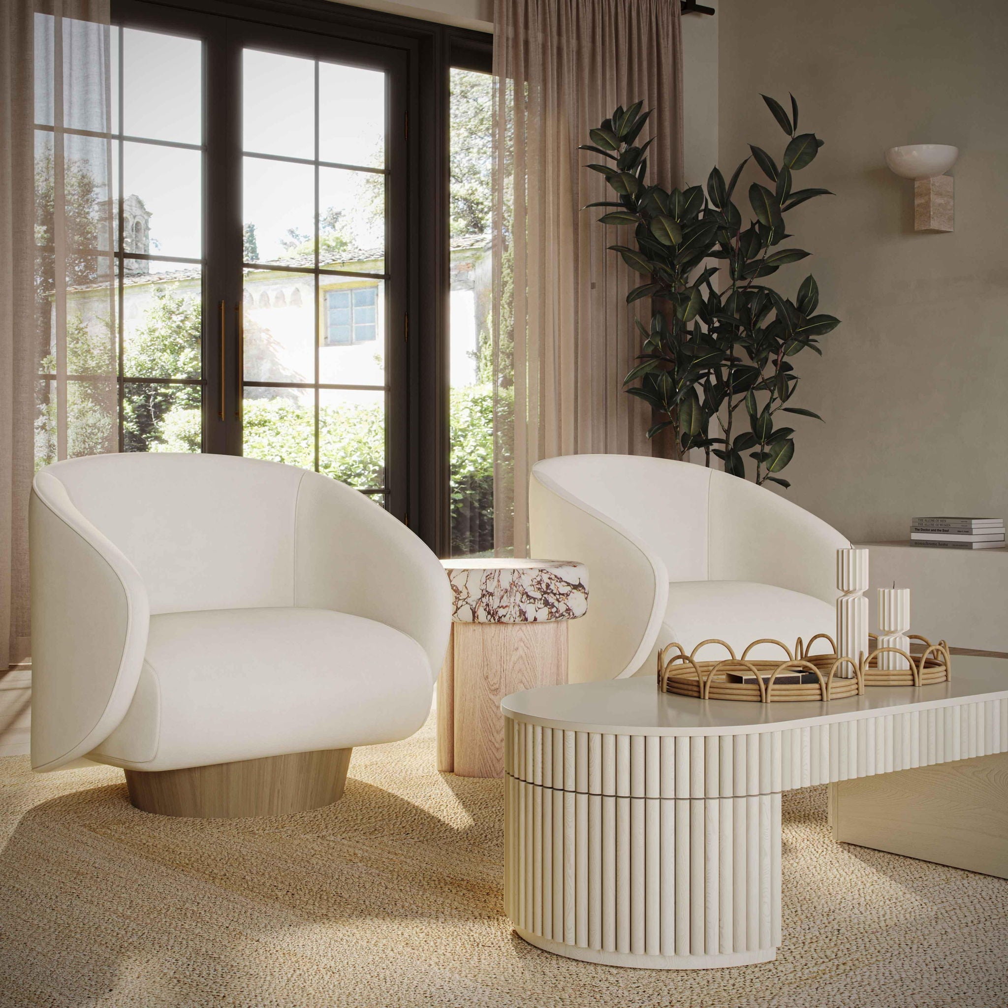 Presley - Swivel Accent Chair - Cream - Urban Living Furniture (Los Angeles, CA)