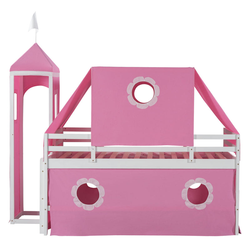 Loft Bed With Slide Tent And Tower Fun Playhouse Design