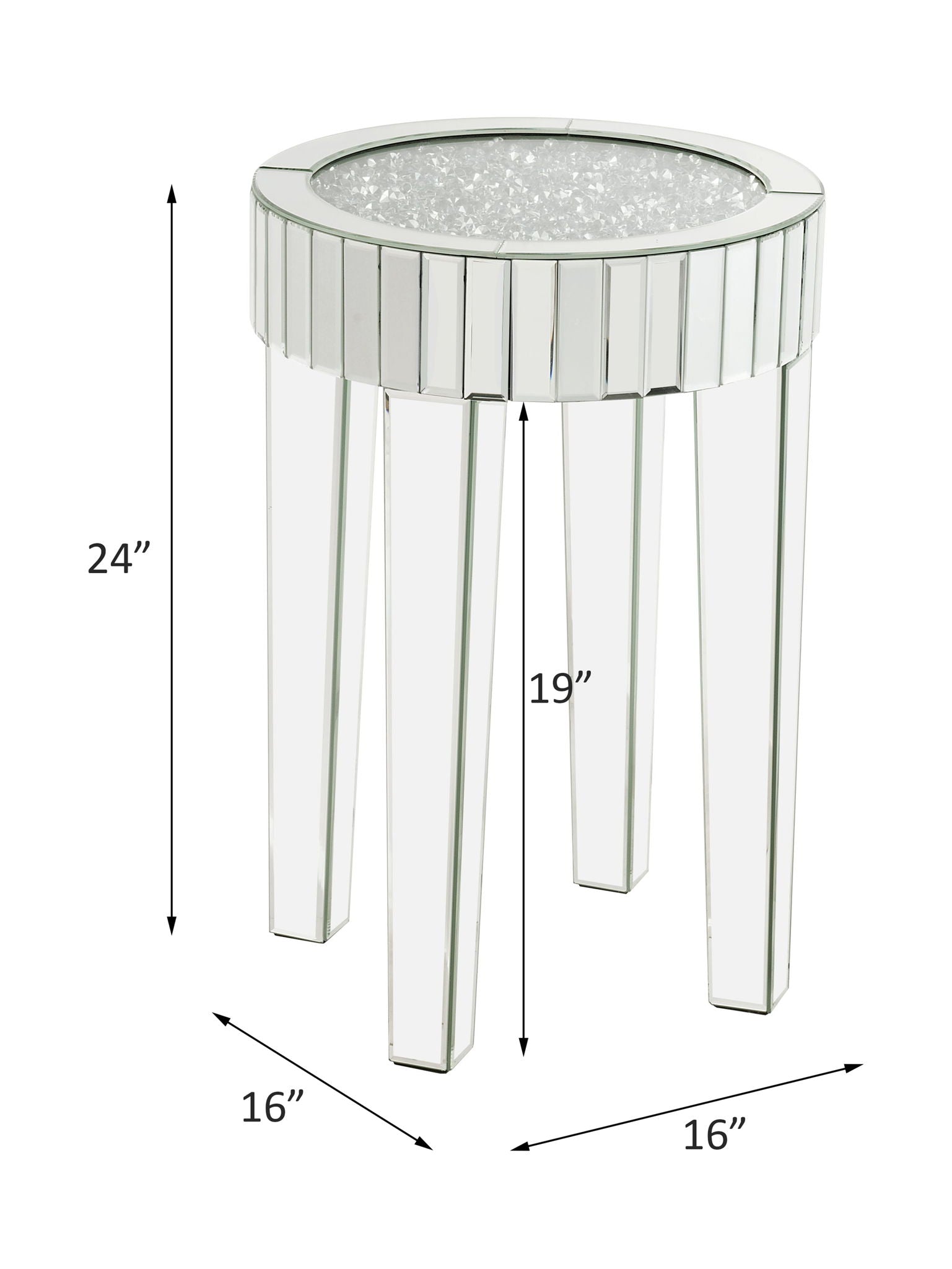 Noralie - 16" Round End Table - Mirrored & Faux Diamonds - Urban Living Furniture (Los Angeles, CA)