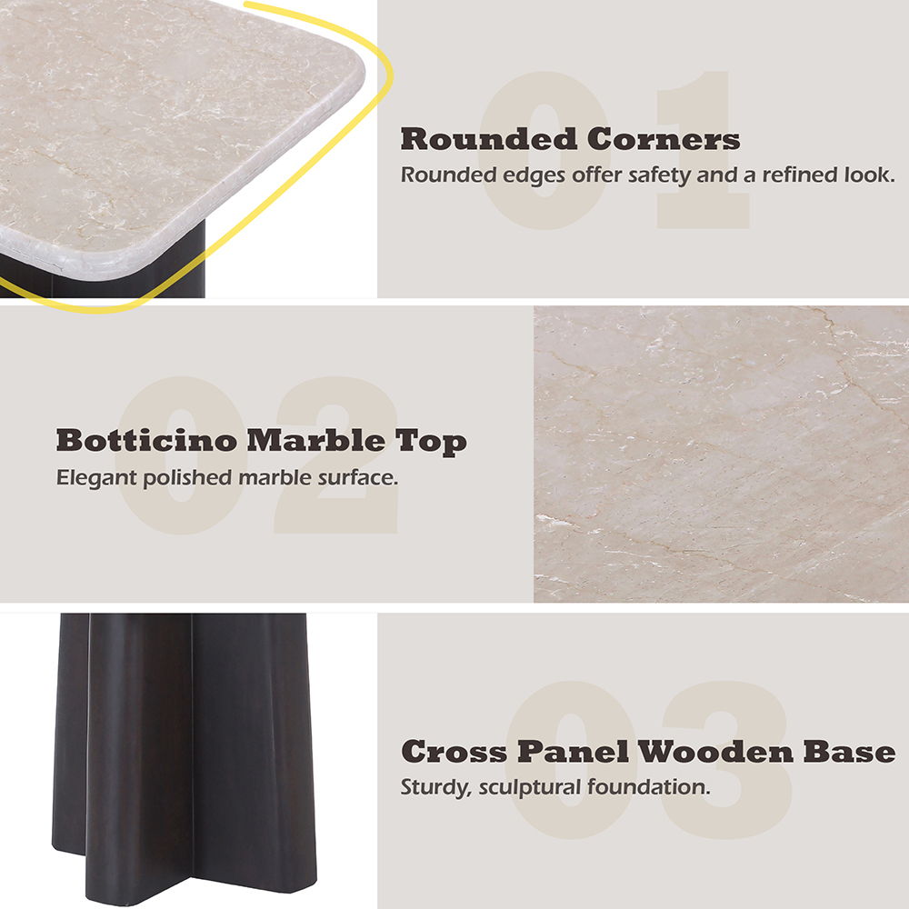 Jacory - End Table With Bottocino Marble Top - Beige / Espresso - Urban Living Furniture (Los Angeles, CA)
