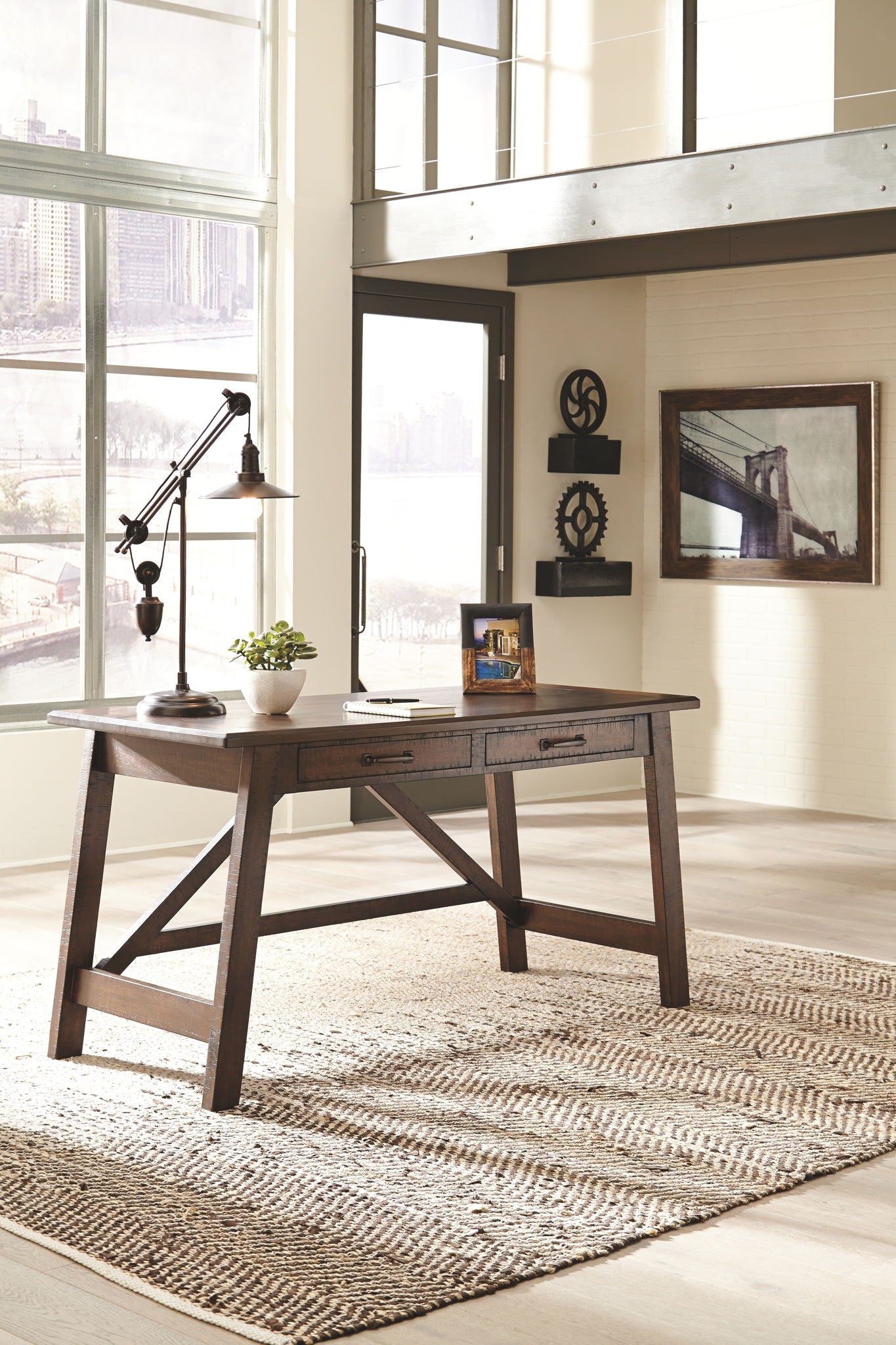 Baldridge - Rustic Brown - Home Office Large Leg Desk - Urban Living Furniture (Los Angeles, CA)