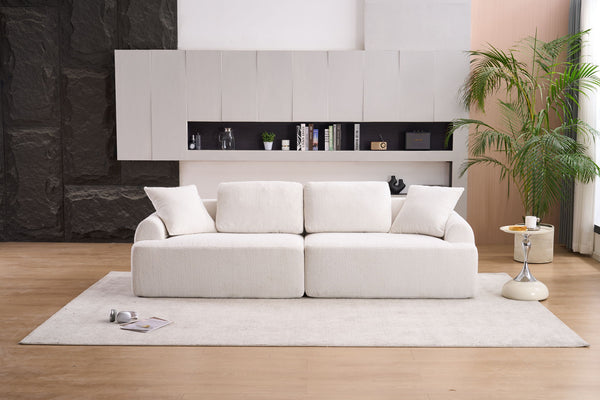 Compression Sofa: 4 Seater Combined Sofa, Crochet Yarn Fabric, Full Sponge Compression Sofa, Combined Sofa With 4 Pillows For Home Living / Home Furniture / Apartment - Beige