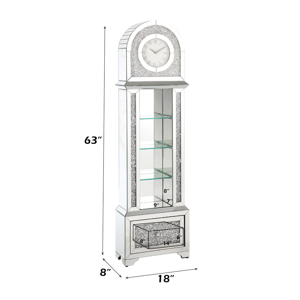 Noralie - 63" Glam Grandfather Clock With LED - Mirrored & Faux Diamonds - Urban Living Furniture (Los Angeles, CA)