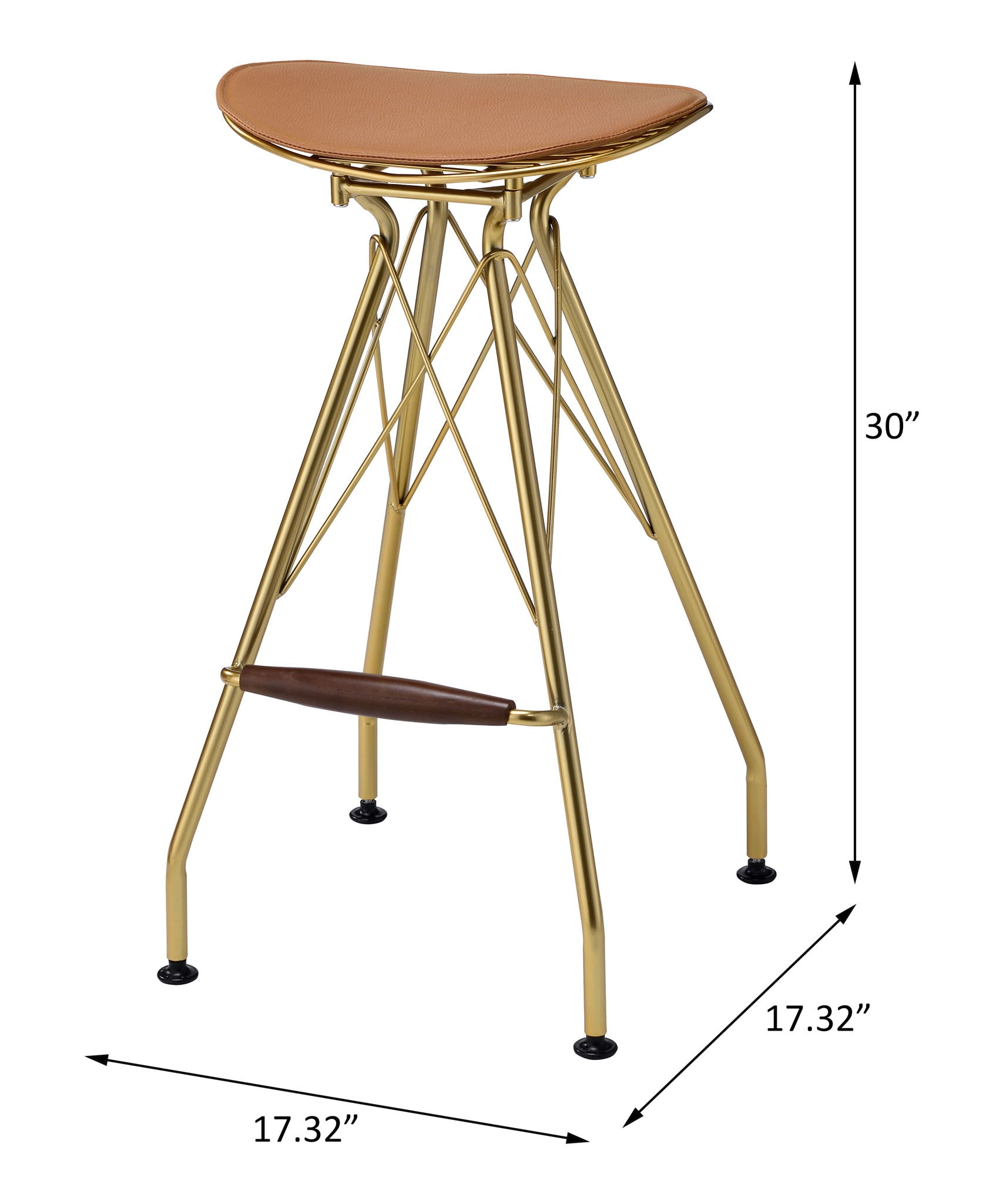 Dragea - Bar Stool (Set of 2) - Whiskey Synthetic Leather & Gold - Urban Living Furniture (Los Angeles, CA)