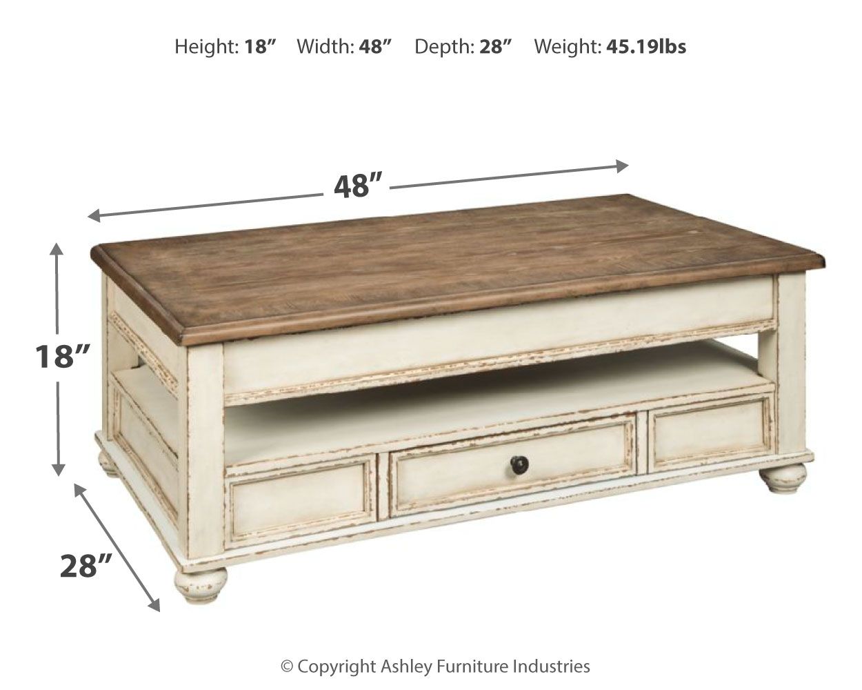 Realyn - White / Brown - Lift Top Cocktail Table - Urban Living Furniture (Los Angeles, CA)
