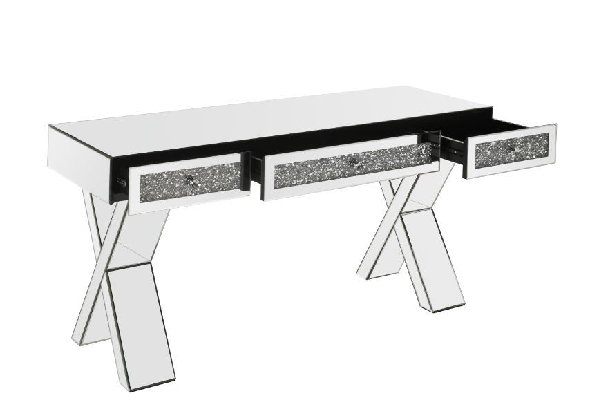 Noralie - Writing Desk - Clear Glass, Mirrored & Faux Diamonds - 32" - Urban Living Furniture (Los Angeles, CA)