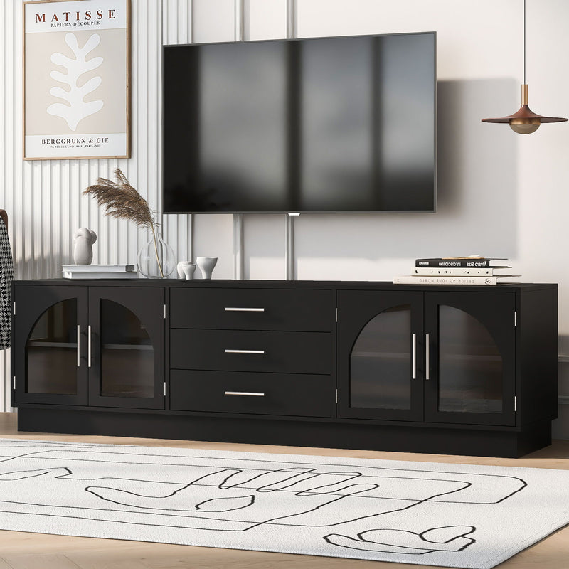Modern Minimalist TV Stand For TVs Up To 75" With Adjustable Shelves