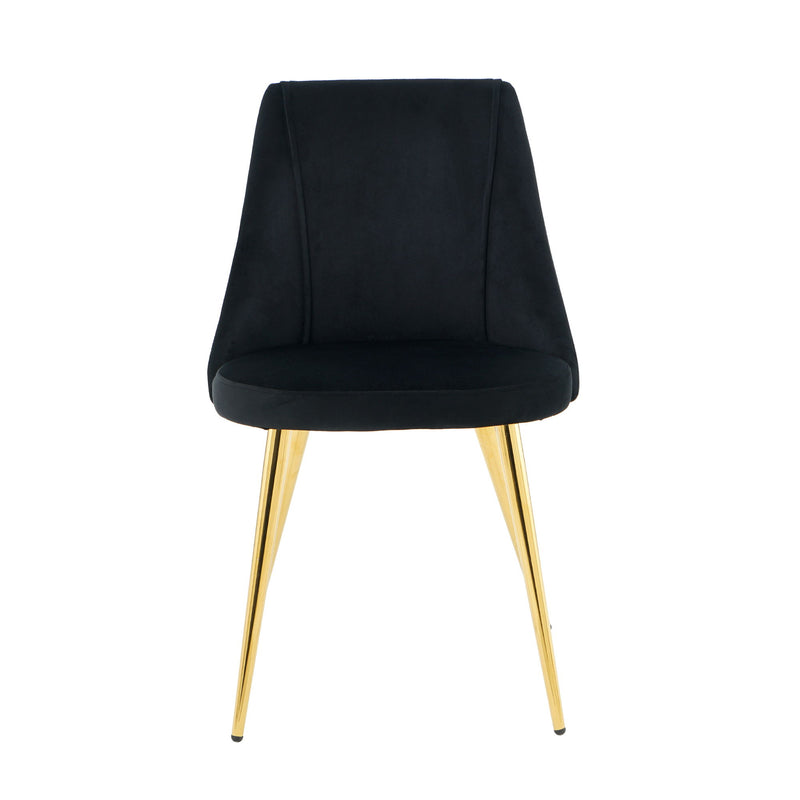 Modern Simple Velvet Dining Chair Set With Gold Metal Legs (Set of 4) - Black