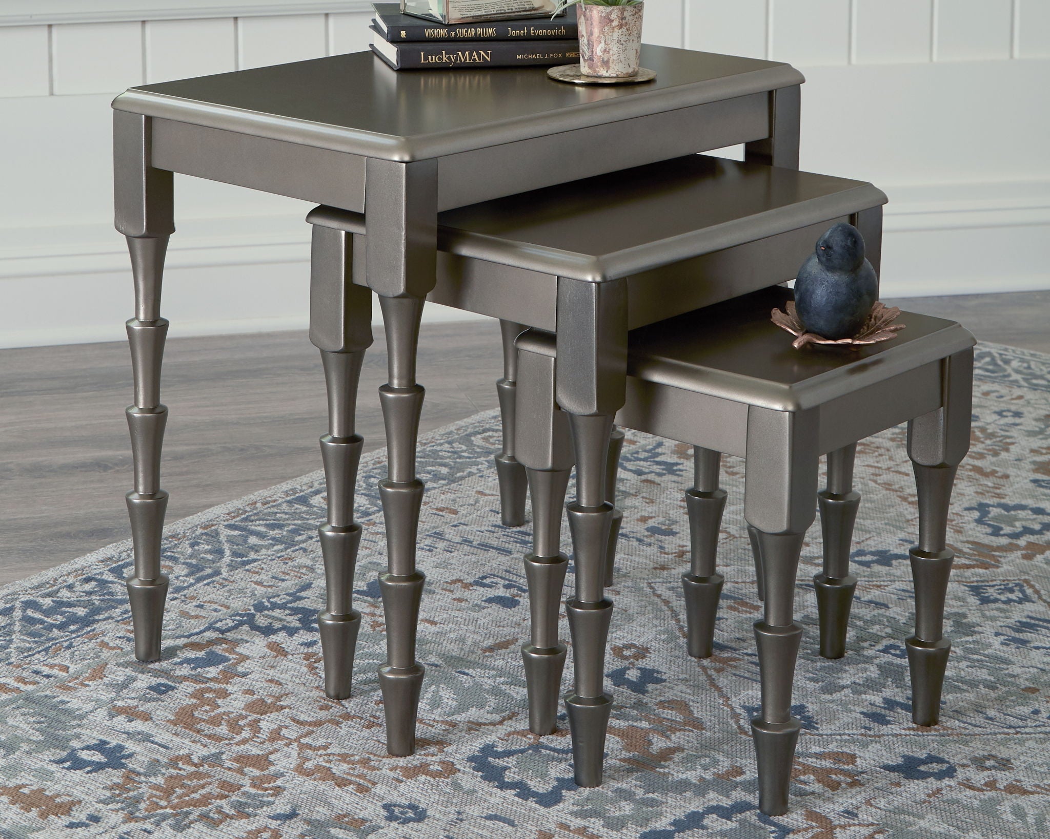 Larkendale - Metallic Gray - Accent Table Set (Set of 3) - Urban Living Furniture (Los Angeles, CA)