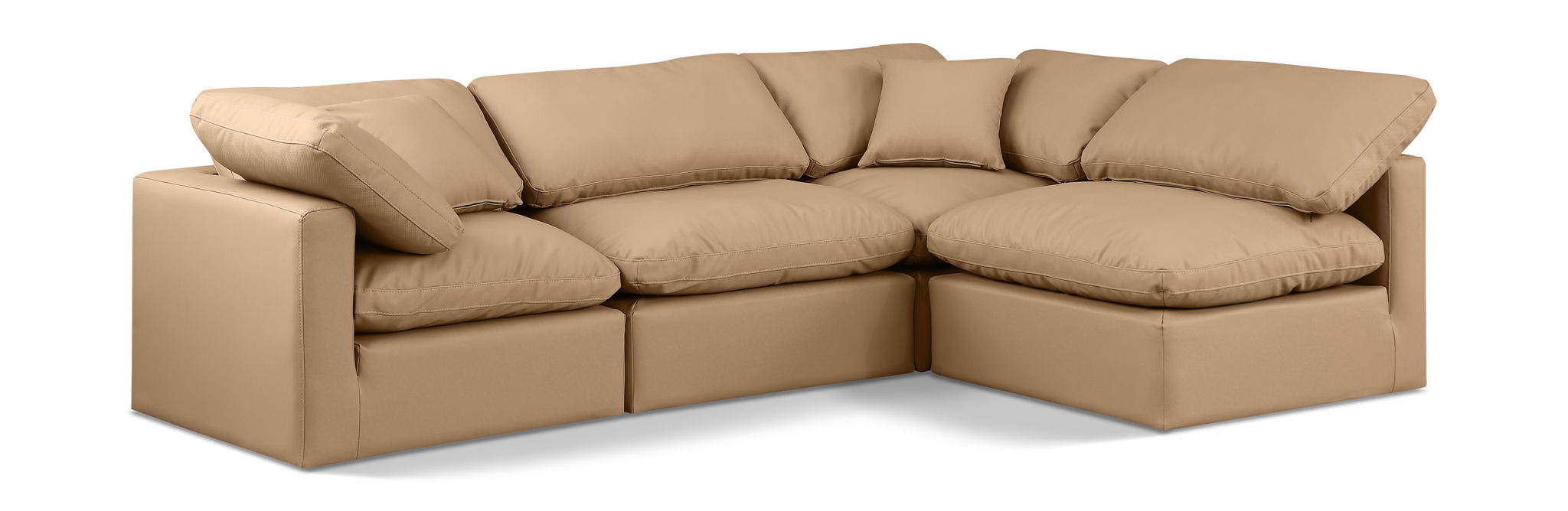 Indulge - Faux Leather 4 Piece Modular Sectional - Tan - Urban Living Furniture (Los Angeles, CA)