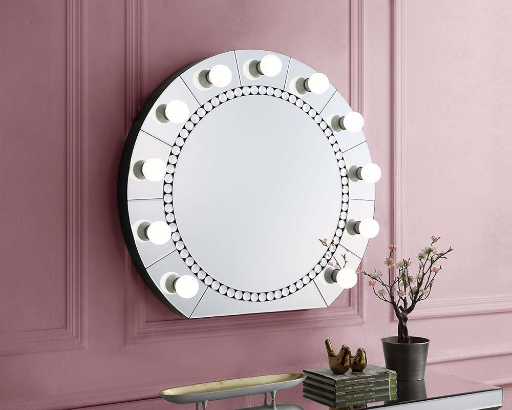 Farai - 29" Accent Mirror - Mirrored & Faux Crystal Diamonds - Urban Living Furniture (Los Angeles, CA)