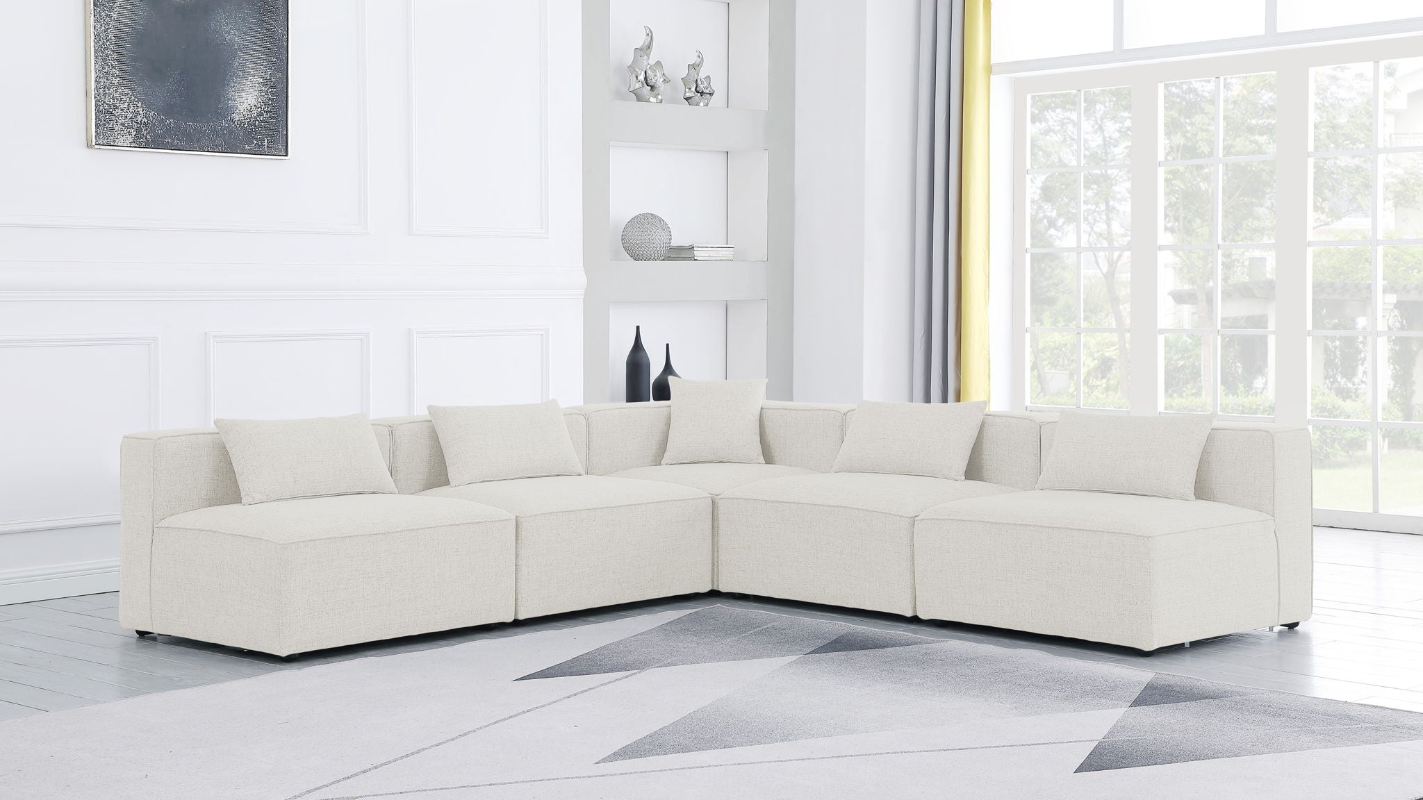 Cube - Linen 5 Piece Modular Corner Armless Sectional - Urban Living Furniture (Los Angeles, CA)