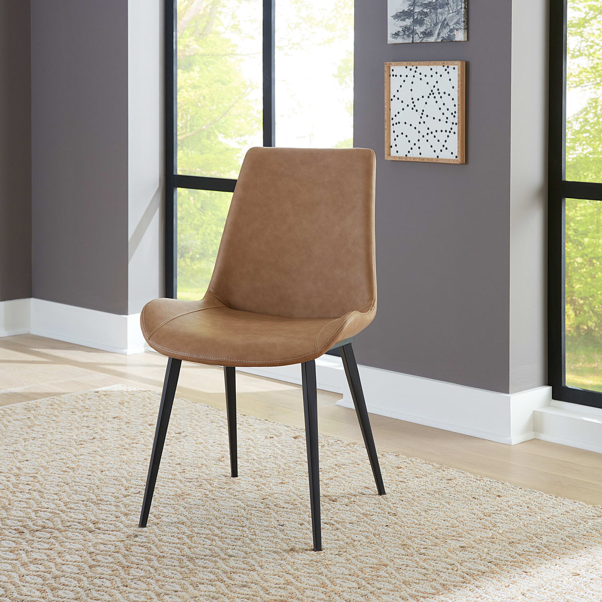 Nicoya - Synthetic Leather Upholstered Dining Chair (Set of 2) - Buckskin And Black