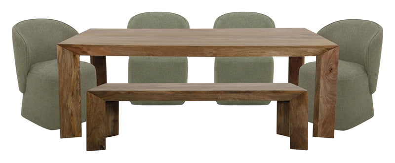Crossings - Rectangular Dining Table With 4 Upholstered Chairs - Brown