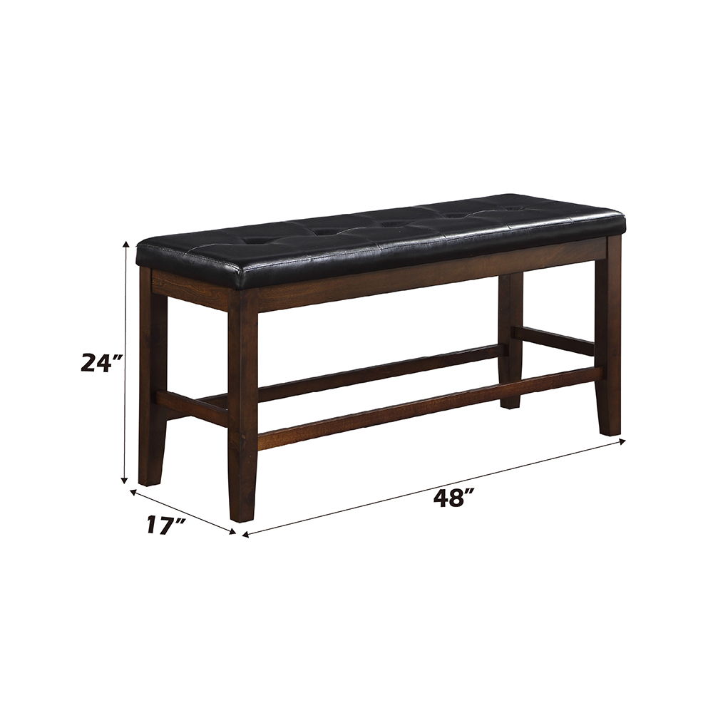 Urbana - Counter Height Bench - Black Synthetic Leather & Espresso - Urban Living Furniture (Los Angeles, CA)