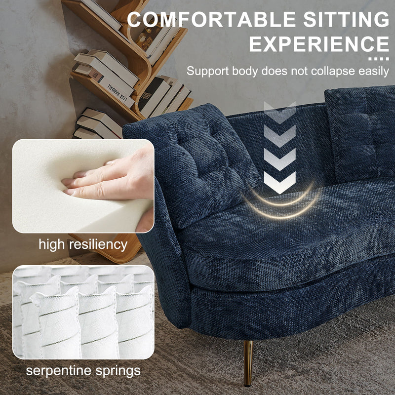 Loveseat Sofa, Upholstered Couch With Metal Legs