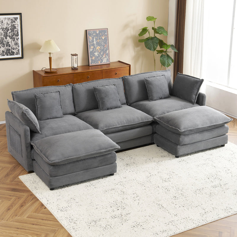 Modern Modular Sectional Sofa With Side Storage Pockets For Living Room