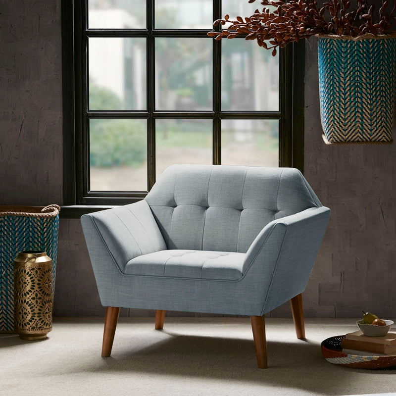 Mid-Century Modern Lounge Chair With Button Tufting