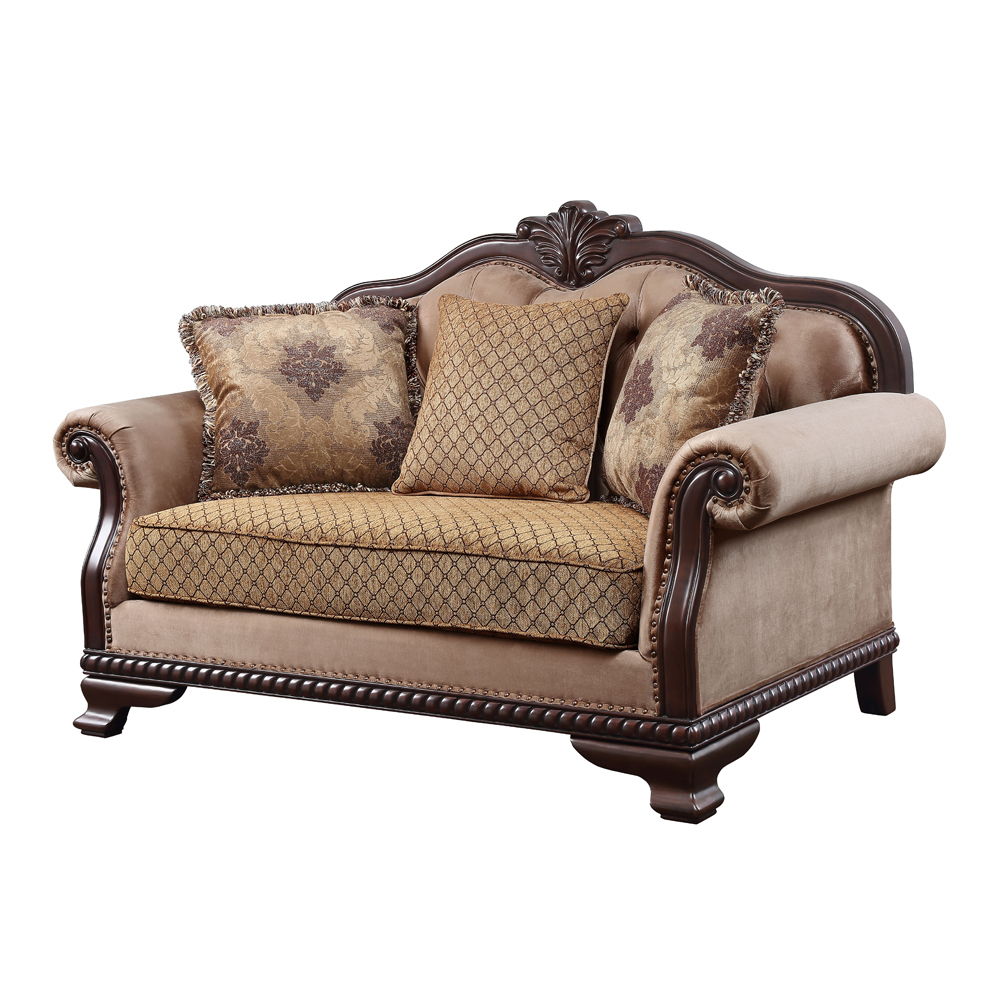 Chateau De Ville - Loveseat With 3 Pillows (Same Lv01589) - Fabric & Espresso - Urban Living Furniture (Los Angeles, CA)