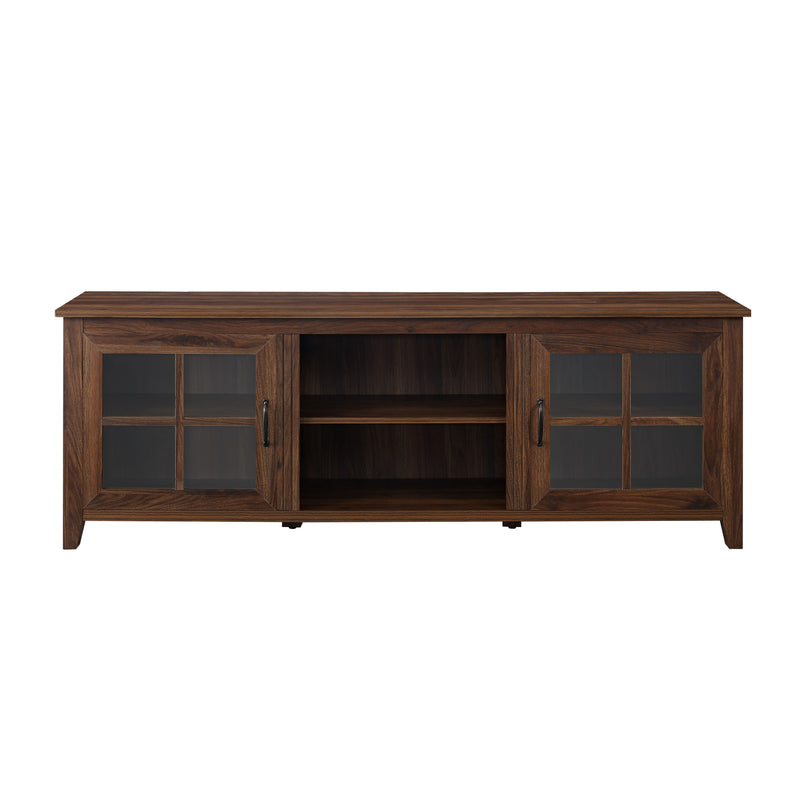 Modern Farmhouse 2 Door Glass Windowpane 70" TV Stand For 80" TVs