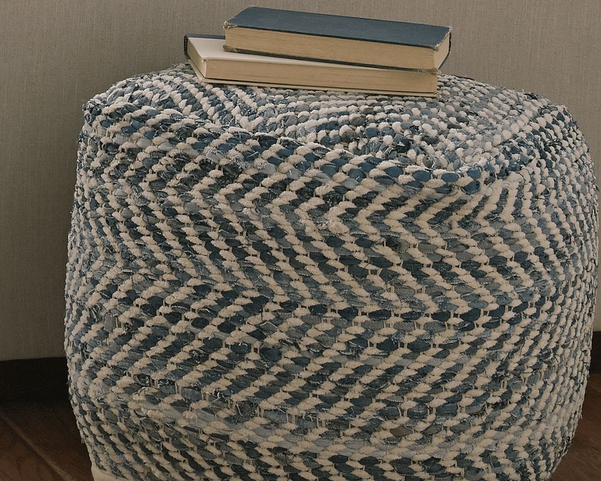 Chevron - Blue - Pouf - Urban Living Furniture (Los Angeles, CA)