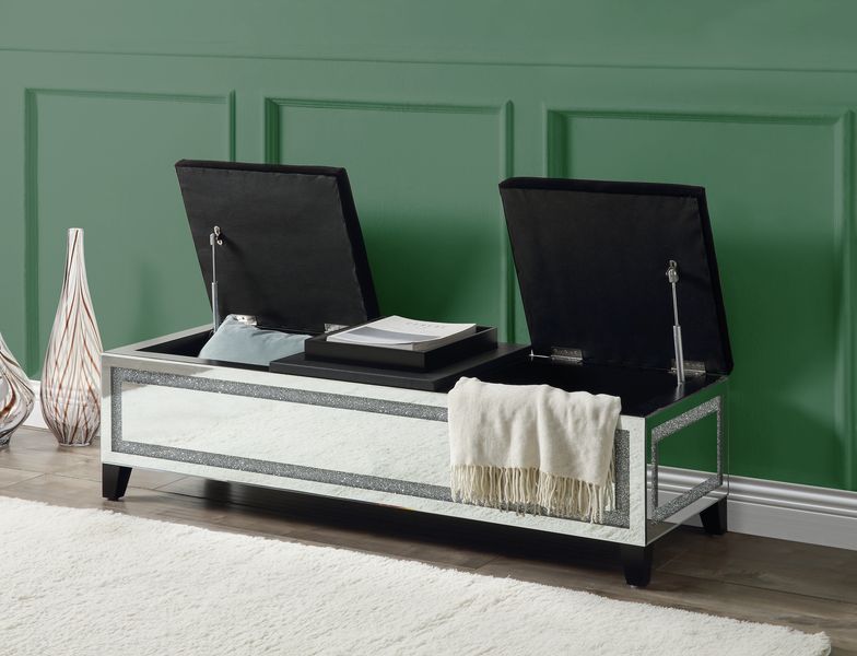 Noralie - Bench - Mirrored & Faux Diamonds - 16" - Urban Living Furniture (Los Angeles, CA)