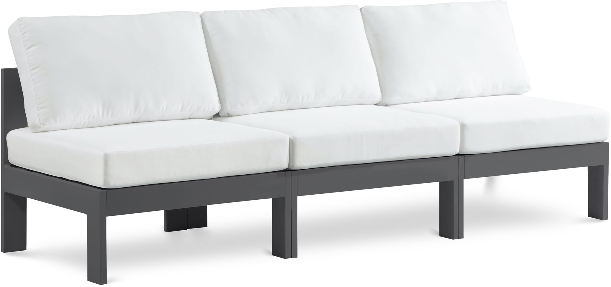 Nizuc - Outdoor Patio 3 Seat Armless Modular Sofa With Gray Frame - Urban Living Furniture (Los Angeles, CA)