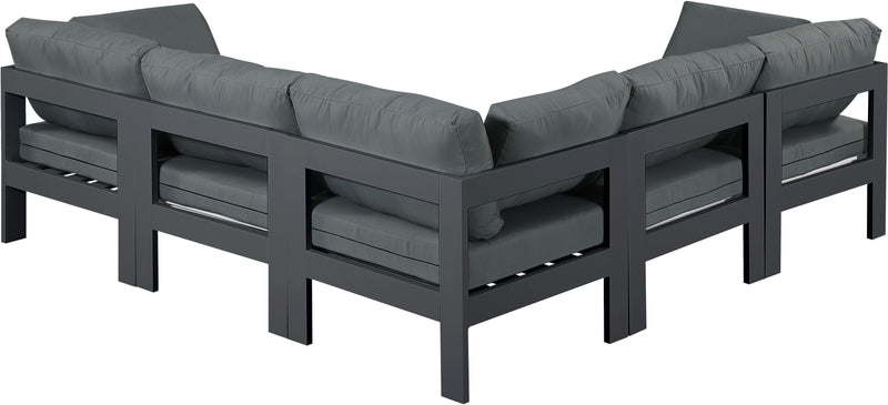 Nizuc - Outdoor Patio 5 Piece Modular Sectional With Gray Frame