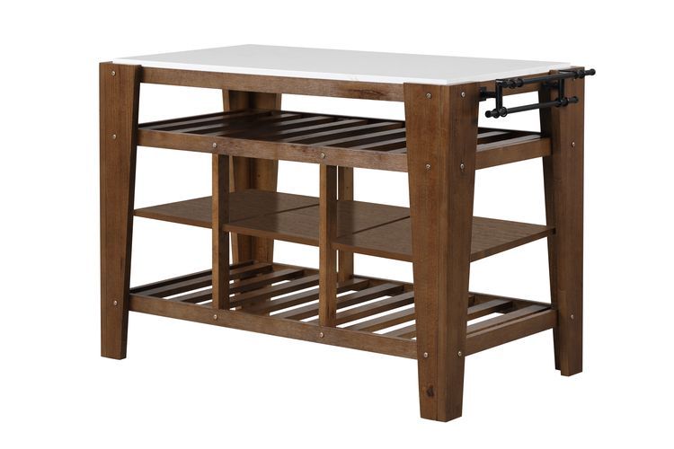 Alaroa - Kitchen Island - Marble & Rustic Brown Finish - Urban Living Furniture (Los Angeles, CA)