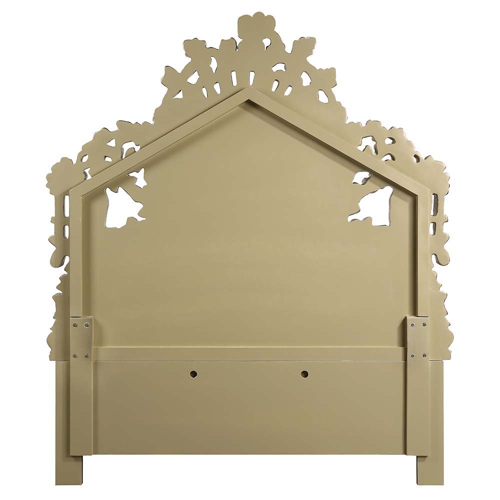 Bernadette - Eastern King Bed - White Synthetic Leather Fabric & Gold - Urban Living Furniture (Los Angeles, CA)