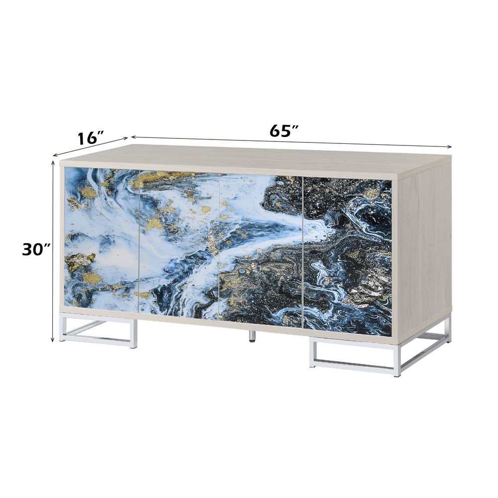 Liam - Console Cabinet - Blue Marble Print & Chrome - Urban Living Furniture (Los Angeles, CA)