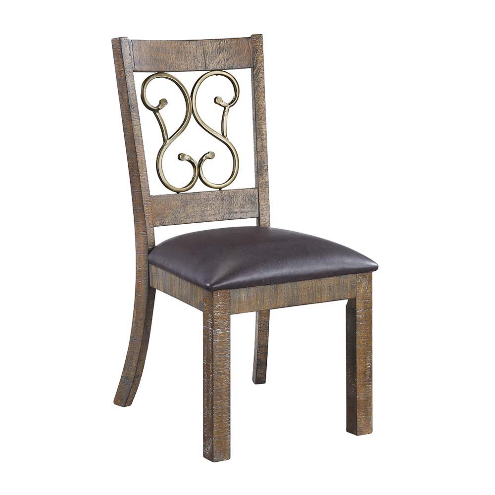 Raphaela - Side Chair (Set of 2) - Black Synthetic Leather & Weathered Cherry - Urban Living Furniture (Los Angeles, CA)