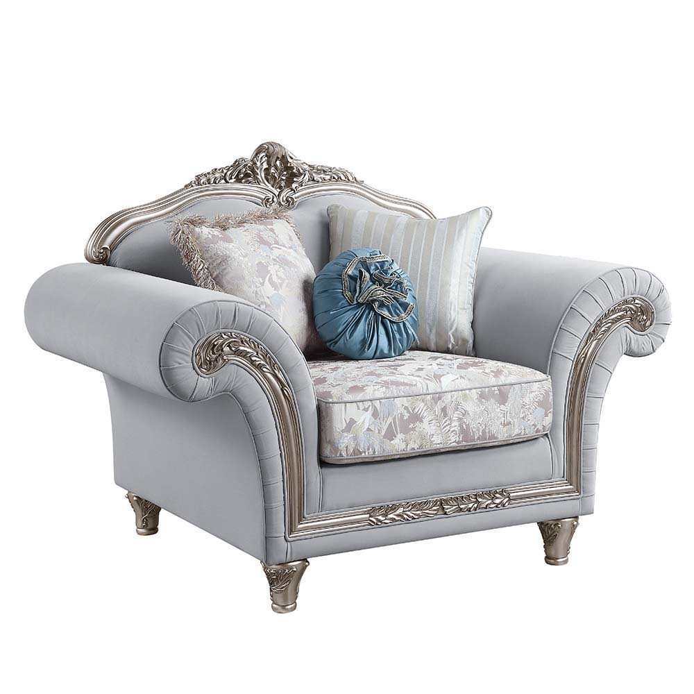 Pelumi - Chair - Light Gray Linen & Platinum - Finish - Urban Living Furniture (Los Angeles, CA)