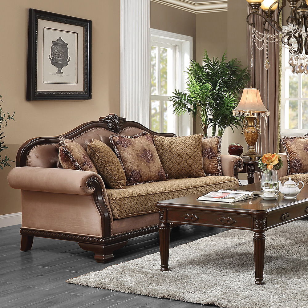 Chateau De Ville - Sofa With 5 Pillows (Same Lv01588) - Fabric & Espresso - Urban Living Furniture (Los Angeles, CA)