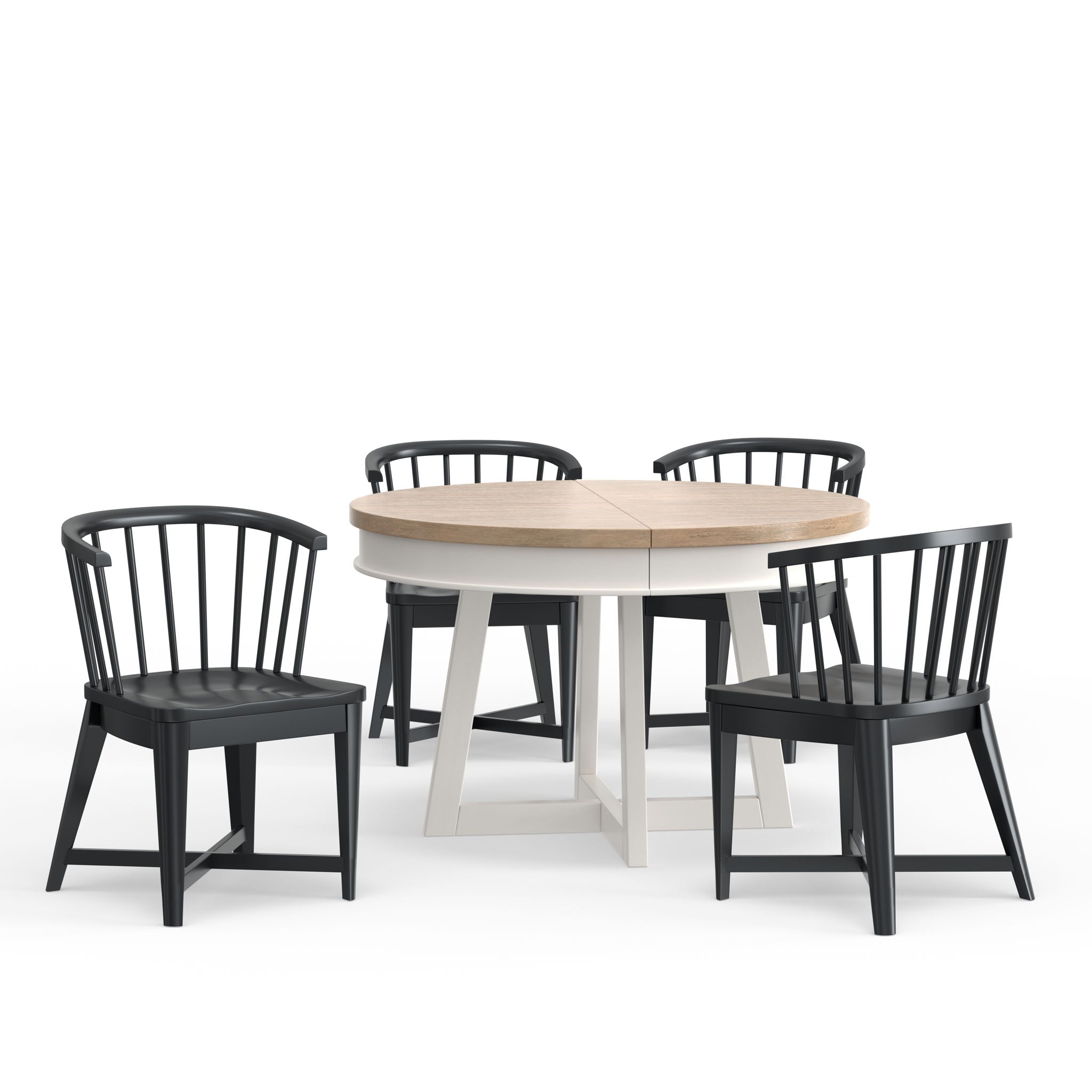 Americana Modern Dining - Round Dining Table And 4 Black Barrel Chairs - Cotton - Urban Living Furniture (Los Angeles, CA)