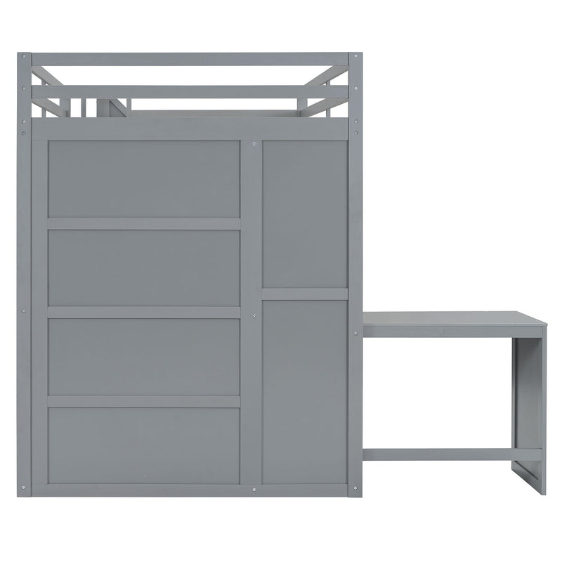 Loft Bed With Wardrobe, Desk And Shelves