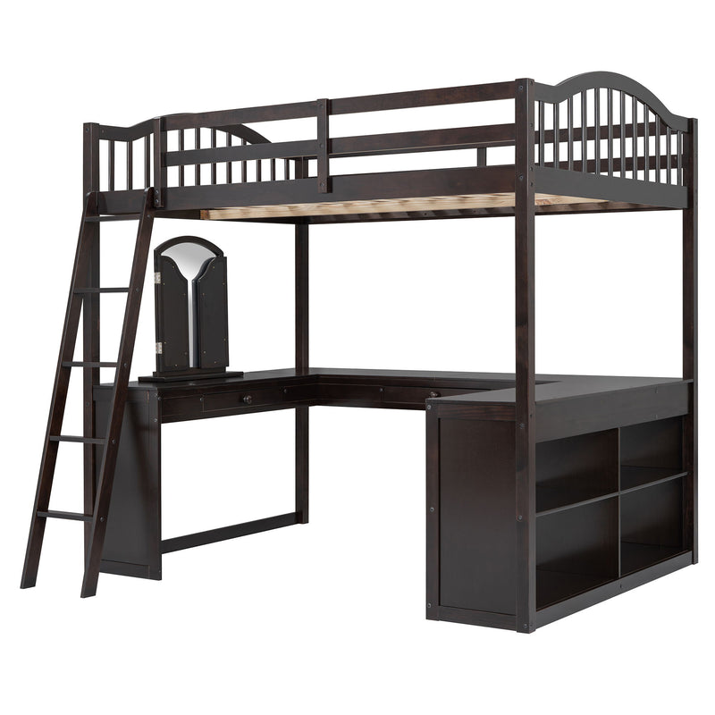 Loft Bed With Drawers, Cabinet, Shelves With Desk