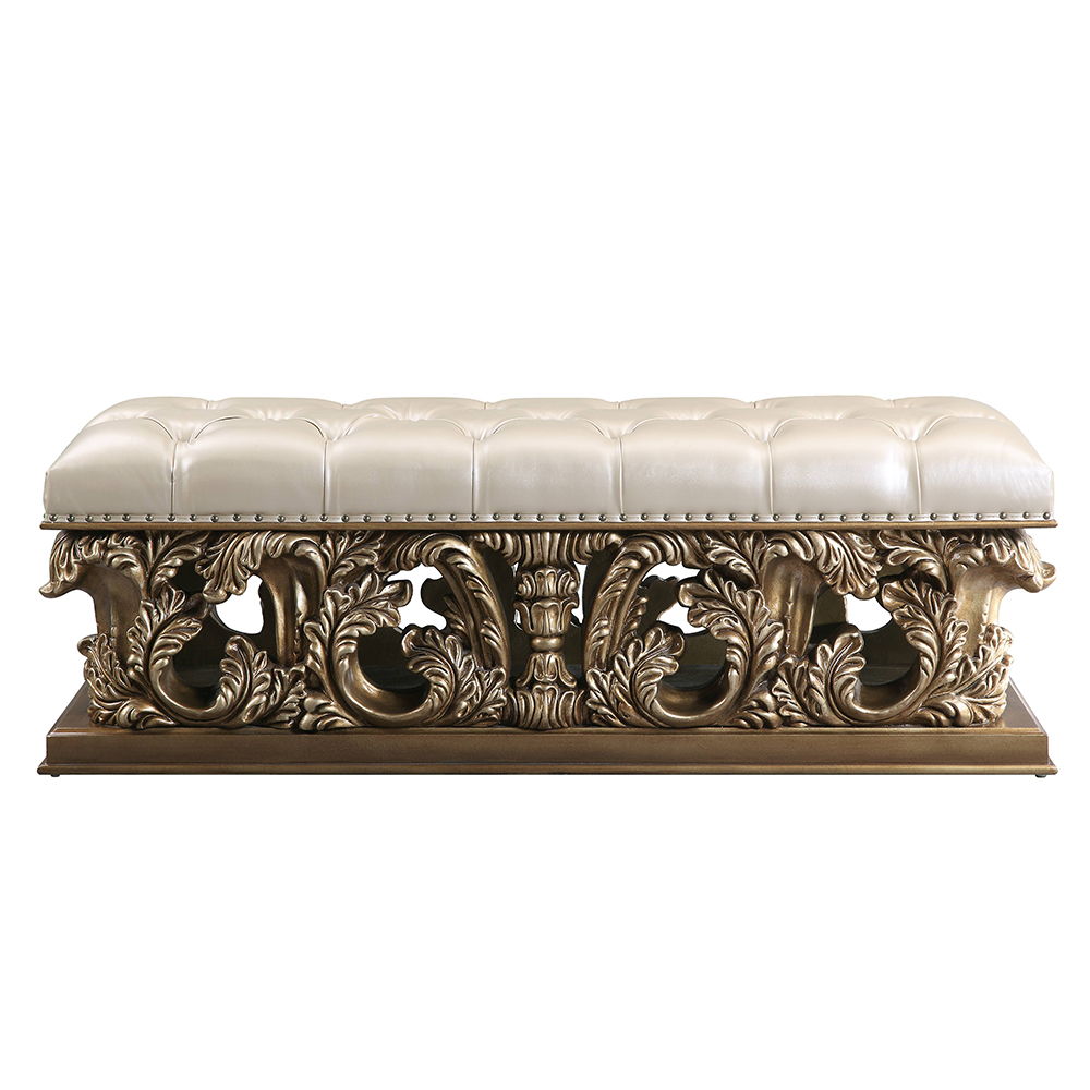 Constantine - Bench - Light Gold Synthetic Leather , Brown & Gold - Urban Living Furniture (Los Angeles, CA)