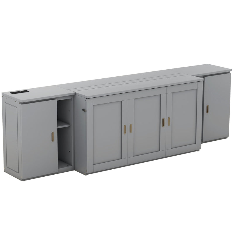 Murphy Bed With Shelves, Cabinets And USB Ports