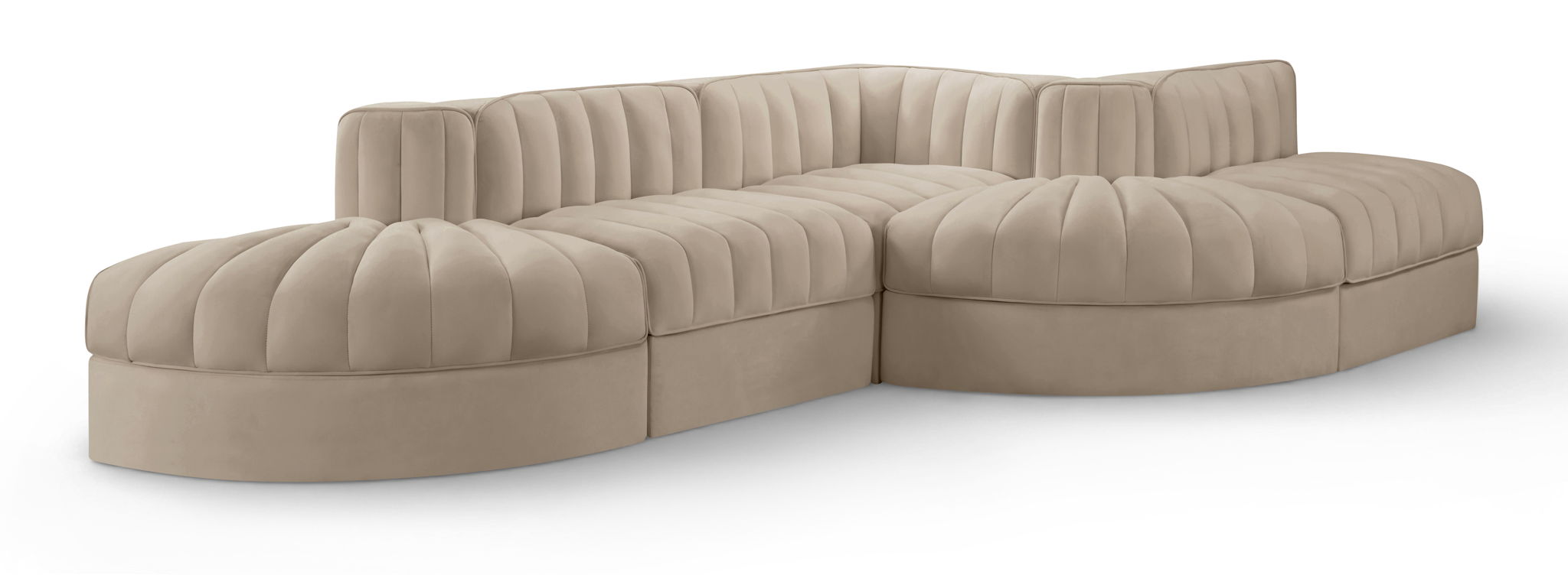 Rummi - Rounded Velvet Performance Fabric Upholstered 5 Piece Modular Sectional - Urban Living Furniture (Los Angeles, CA)