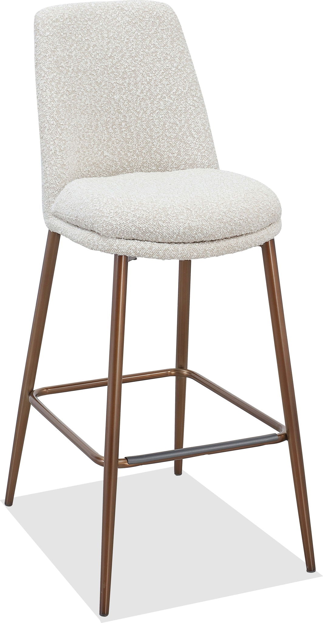 Crossroads 2.0 - Wyatt Upholstered Bar Stool (Set of 2) - Ricotta Boucle And Bronze Metal