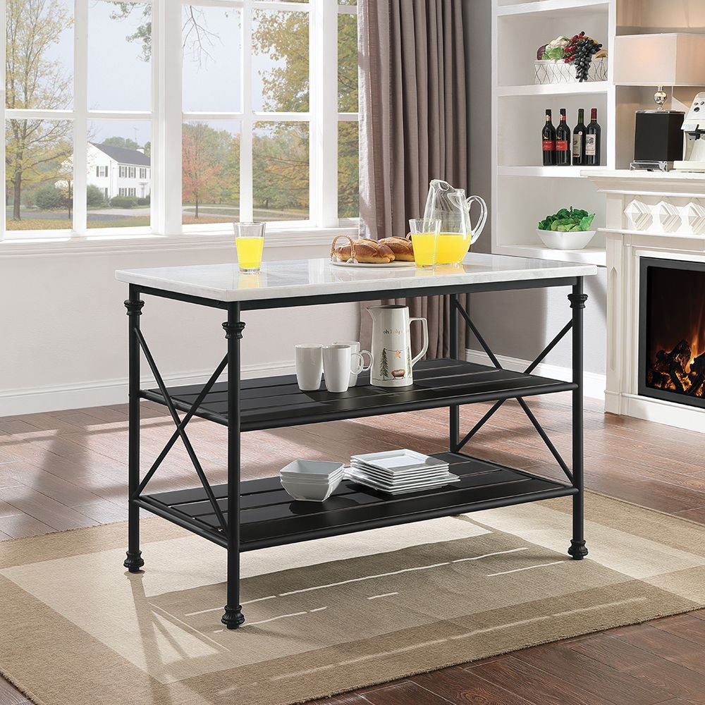 Brahm - Kitchen Island - White Marble Top & Gray - Urban Living Furniture (Los Angeles, CA)