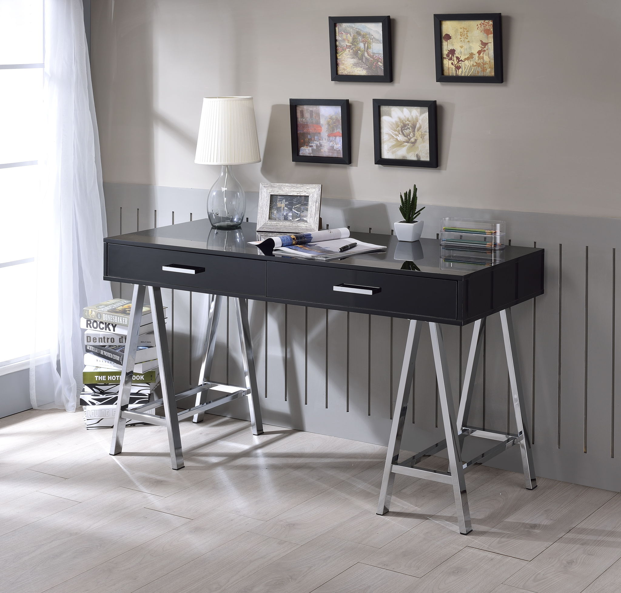 Coleen - Writing Desk - Black High Gloss & Chrome - Urban Living Furniture (Los Angeles, CA)