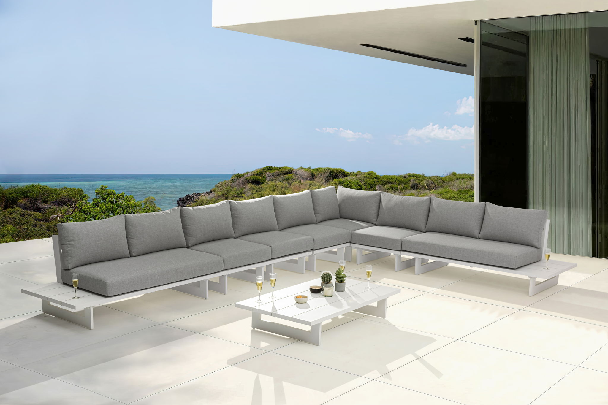 Maldives - 7 Piece Water Resistant Outdoor Patio Modular Sectional With White Base - Urban Living Furniture (Los Angeles, CA)