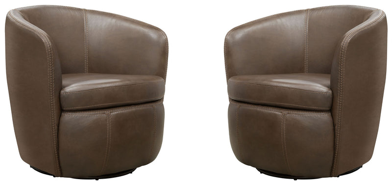 Barolo - 100% Italian Leather Swivel Club Chair (Set of 2)