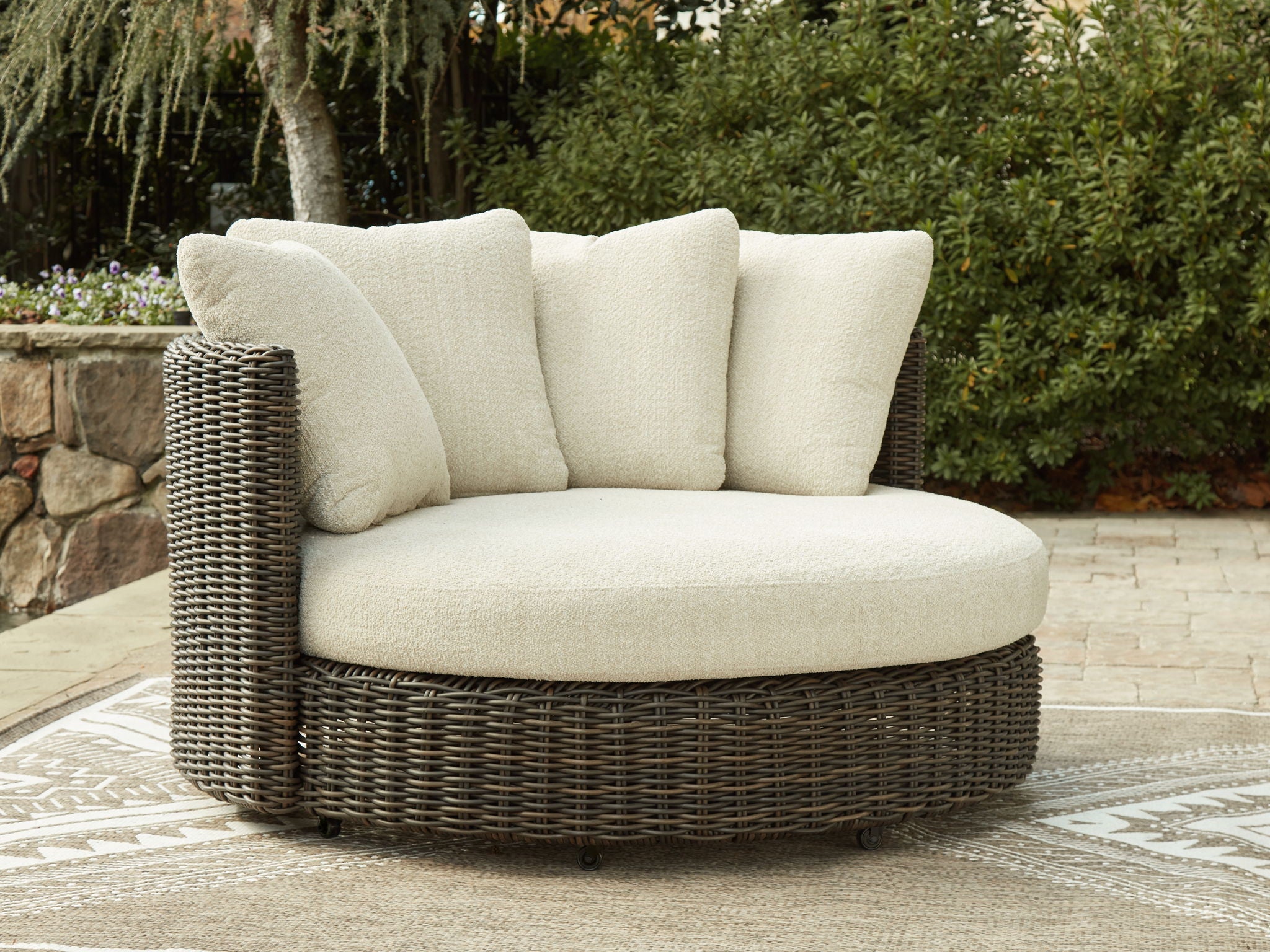 Kimora - Beige / Dark Brown - Swivel Lounge Chair With Cushion - Urban Living Furniture (Los Angeles, CA)