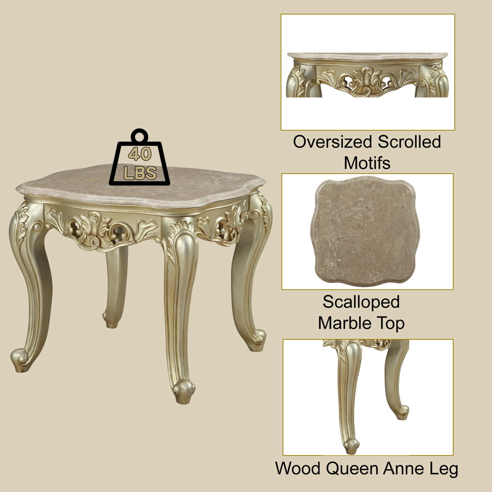 Gorsedd - End Table With Marble Top - Marble Top & Golden Ivory - Urban Living Furniture (Los Angeles, CA)