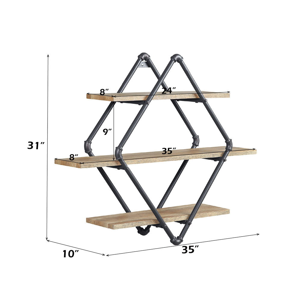 Brantley - 31" Wall Rack With 3 Shelves - Oak & Sandy Black - Urban Living Furniture (Los Angeles, CA)
