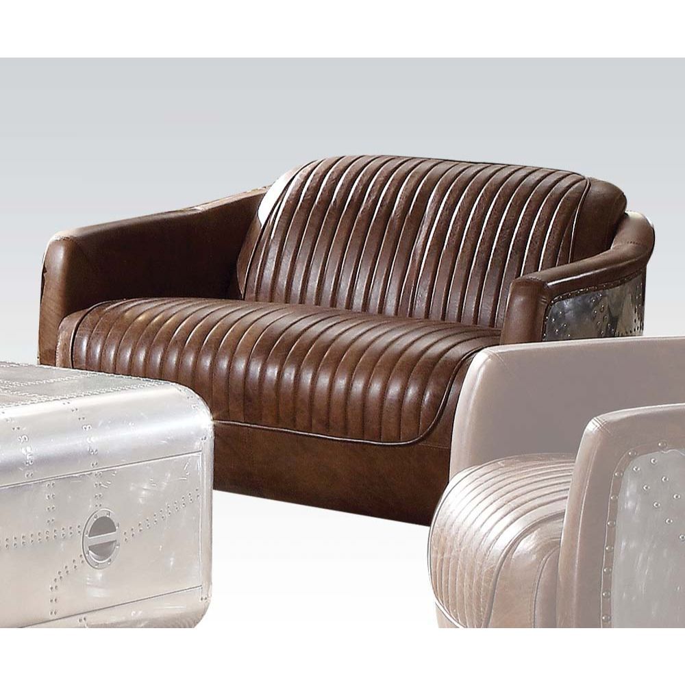 Brancaster - Loveseat - Retro Brown Top Grain Leather & Aluminum - Urban Living Furniture (Los Angeles, CA)